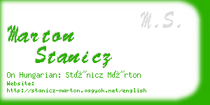 marton stanicz business card